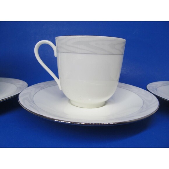 Mikasa Satin Moire Set Of 4 Saucers And 3 Footed Cups - Picture 2 of 16